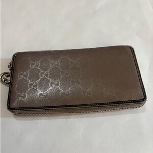 Gucci Taupe Zip-Around monogram long  Wallet